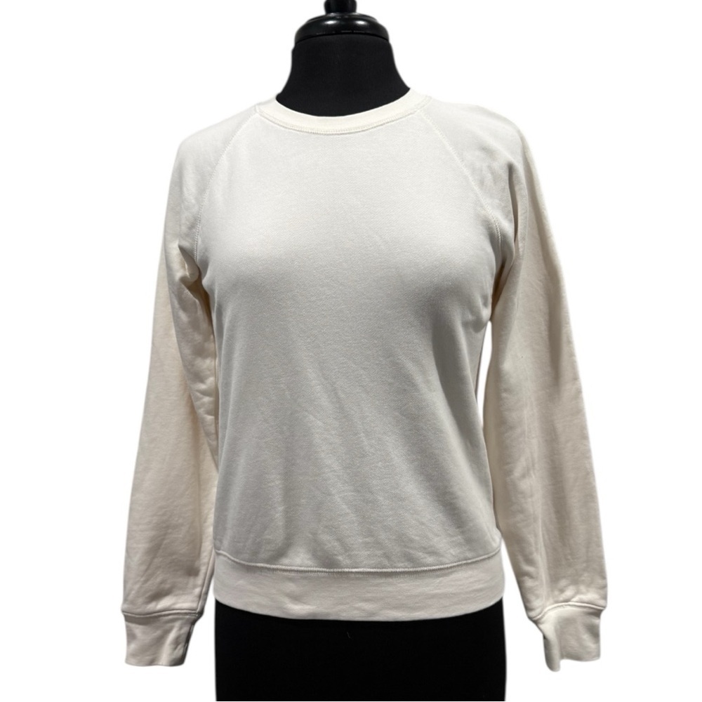 Everlane Lightweight Crewneck Pullover Sweatshirt Top in Bone Sz XS